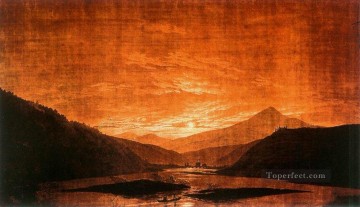 カスパー・ダヴィッド・フリードリヒ Painting - 山岳地帯の川の風景 ロマンチックなカスパール・ダーヴィト・フリードリッヒ